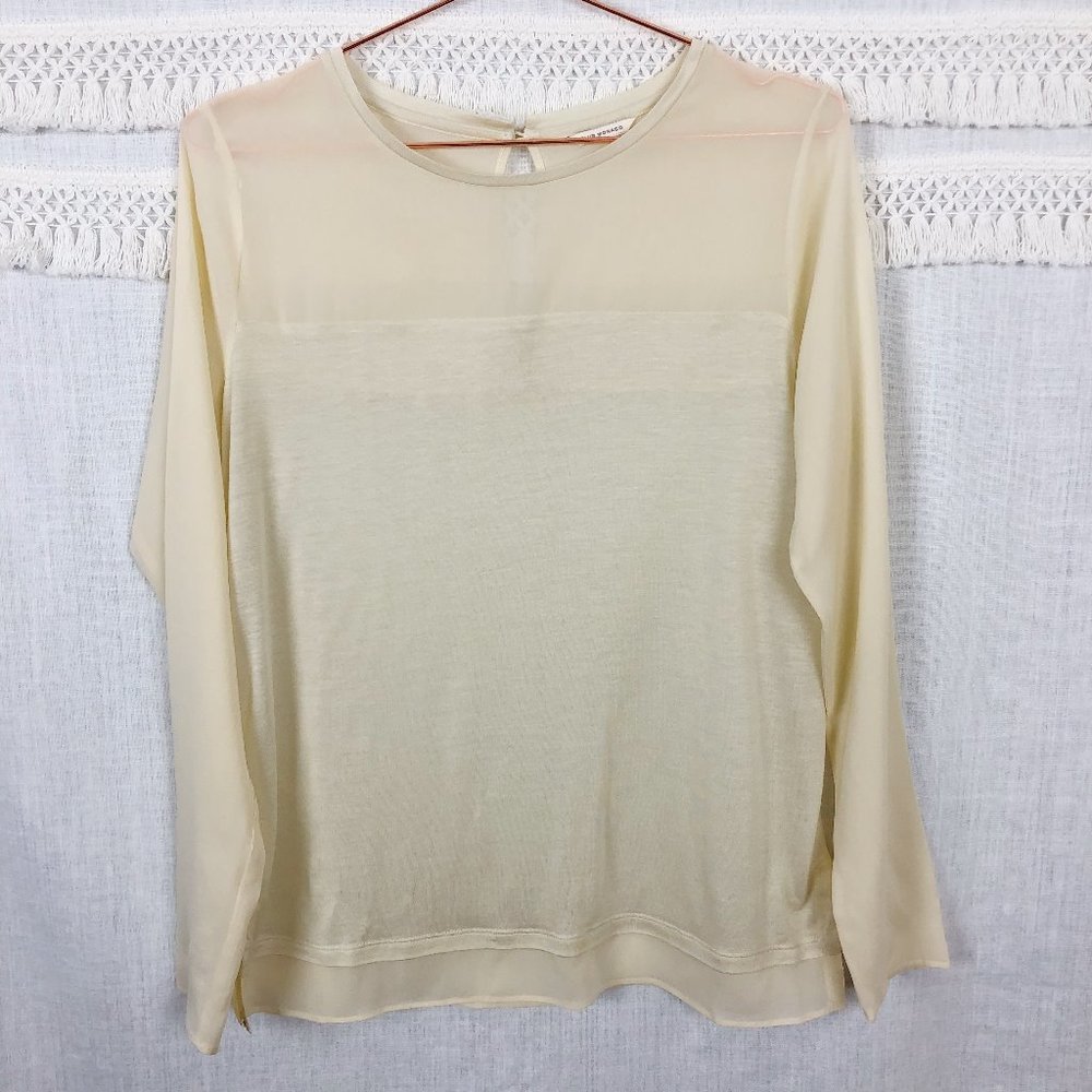 Club Monaco | Cream Mixed Media Blouse | Size Estimate Extra Small or Small